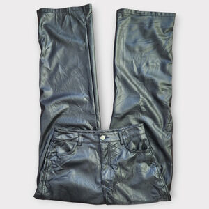 Goop G. Label Vegan Leather Pants Size S Black High Waist Straight Leg
